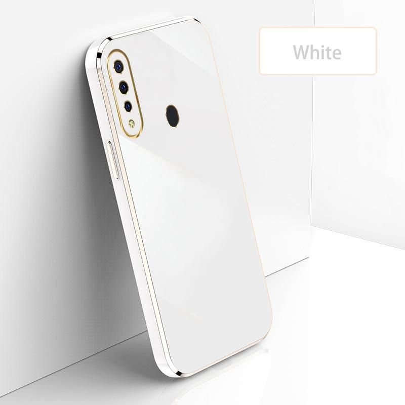 Ultra Thin Plating Phone Case for OPPO A31 2020 A8 2019 Lens Protection soft Phone Back Cover-White