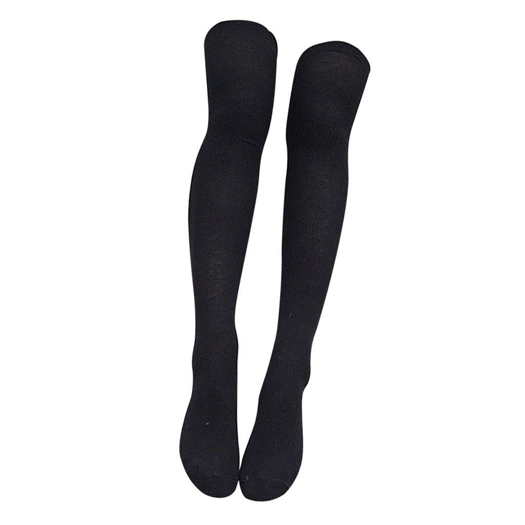 Women Thigh High Socks Soft Knit Elastic Stocking Boots Socks Black