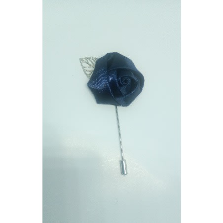 Lapel Brooch With Silver Leaf + Free Box - Navy Blue