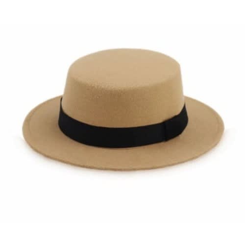 Fedora Hat With Ribbon - Beige