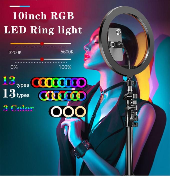 10-inch RGB selfie fill light ring light with tripod