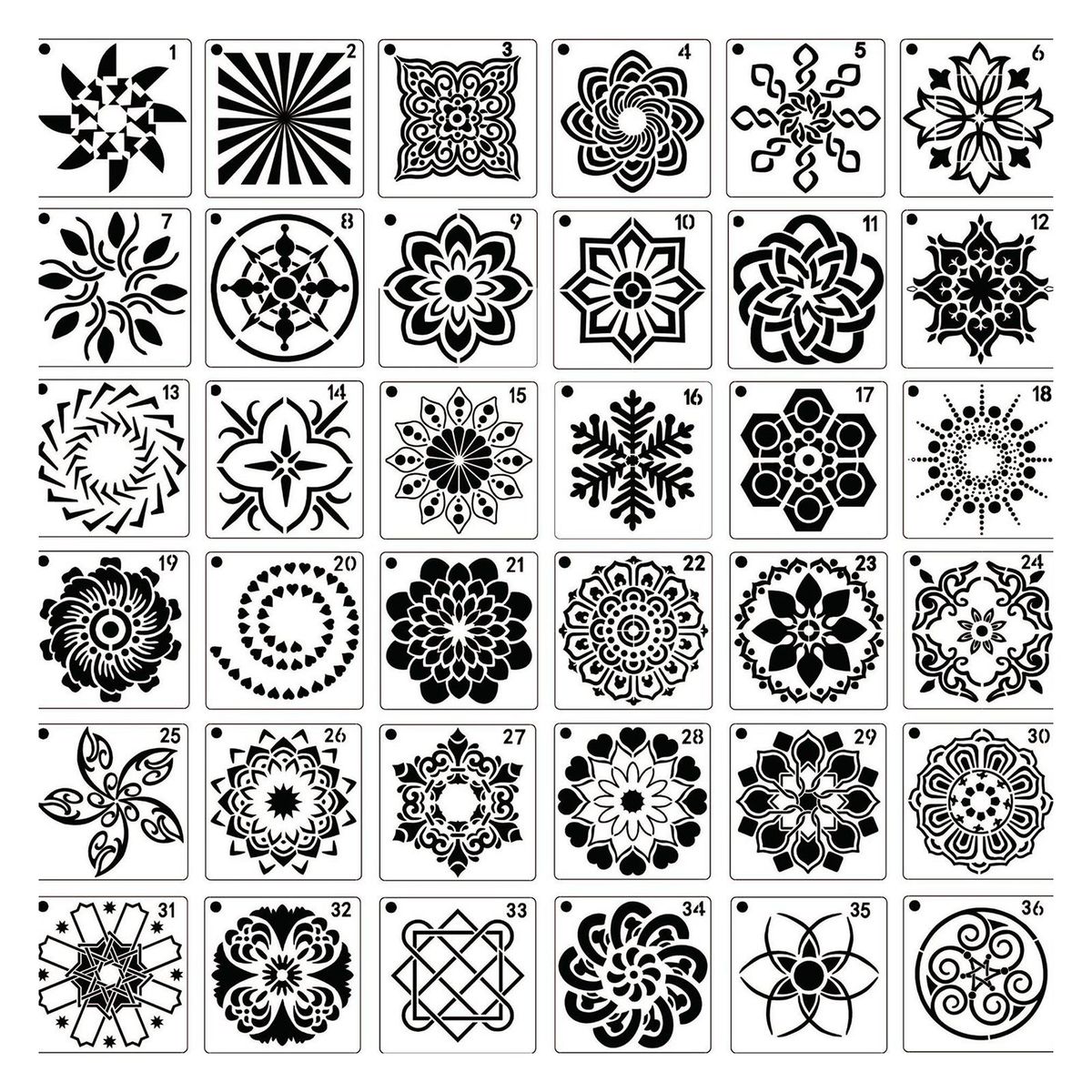 36 Pack Mandala Dot Templates Stencils For DIY Rock Painting 3.6"x3.6"