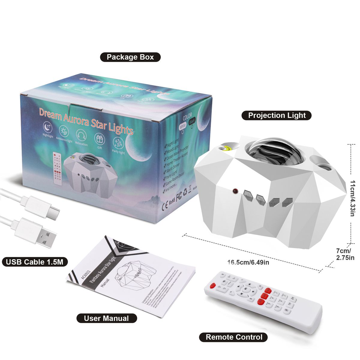 Dreamy Moon Northern Light Starry Sky Lamp Projector Usb