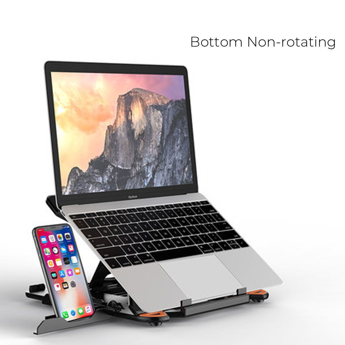 Foldable Non-slip Laptop Stand Portable Thin PC Bracket Phone Holder 2 IN 1 For Laptops And Tablets Smaller Than 17 Inches Black
