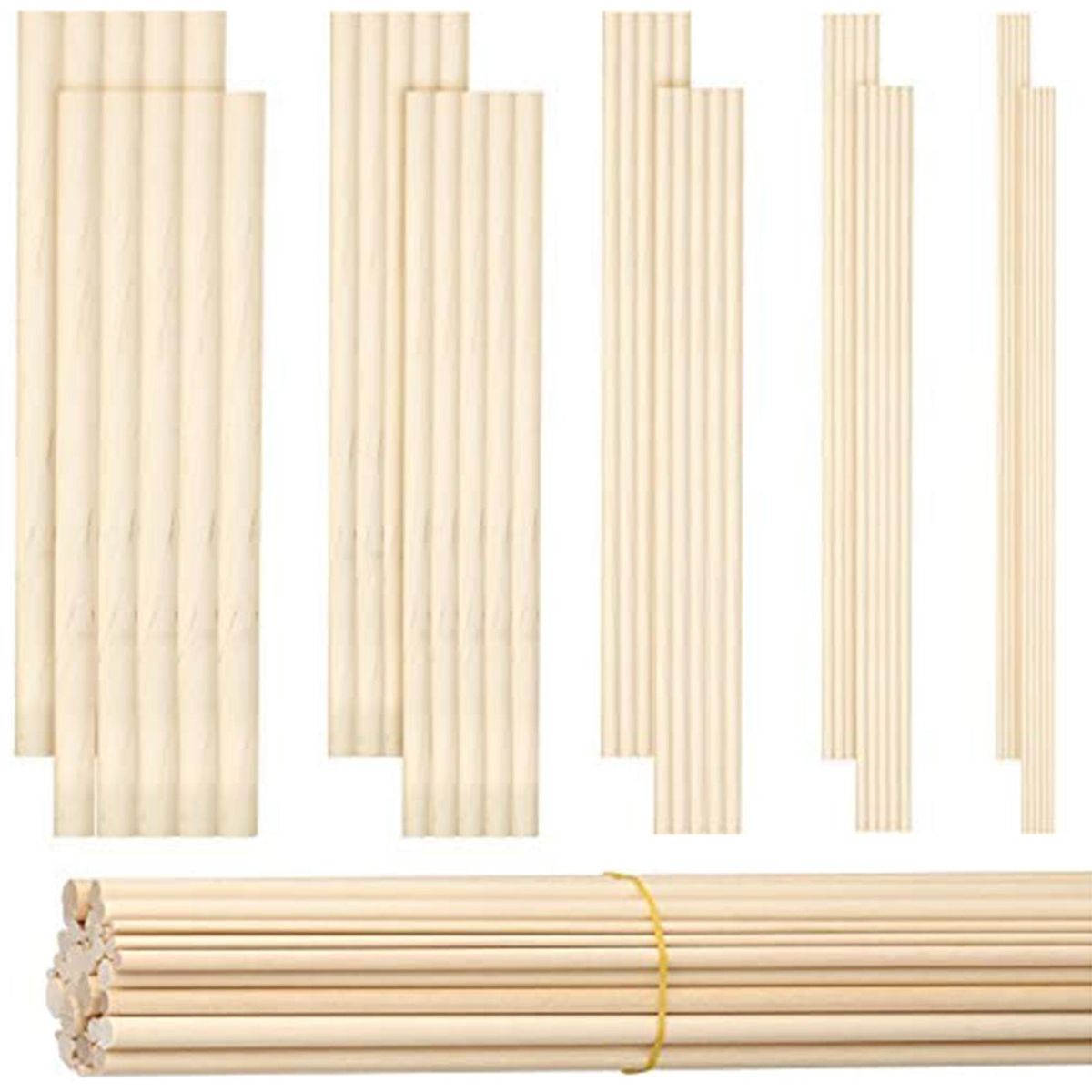 100 Pieces Dowel Rods Wooden Dowel Rod Craft Wood183161451638X6Inch Sticks for Crafting DIY Wedding Ribbon Wand