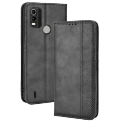 Leather Flip Cover Case For Nokia C21 Plus - Black