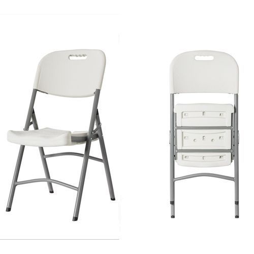Foldable Plastic Chair With Metal Legs- White