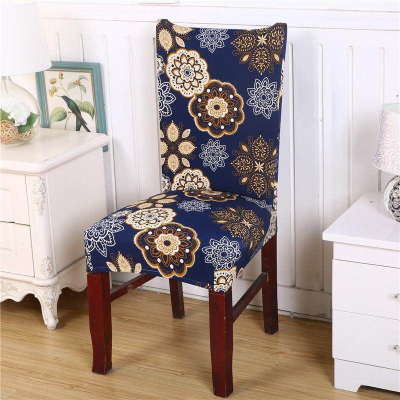 Removable Dining Chair Cover Washable Short Protector Super Fit Seat Covering Slipcover For Hotel Ceremony Dining Room Decor Blue Classic