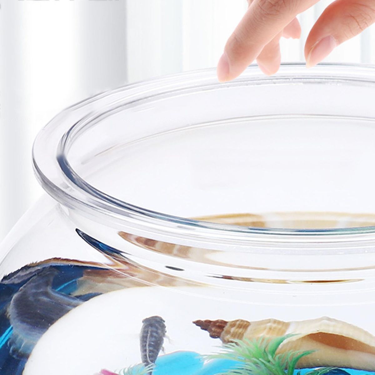 Fish Tank Ornament Round Vase Transparent For Micro