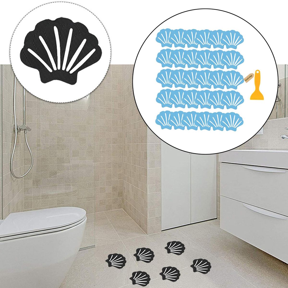 30Pcs NSlip Stickers With Scraper   Treads For Stairs Blue