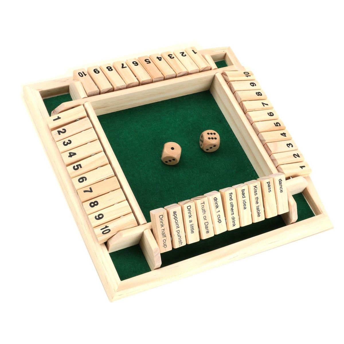 Wood Four Sided 10 Numbers Board Game Set Dice Table Entertainment Board Game Toy for Family Adults Party