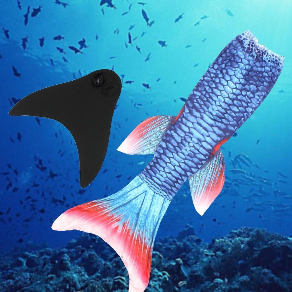 Fin Blue Mermaid Tail Monofin Swimmable Tail Kids Girls Women Swimming Costumes L