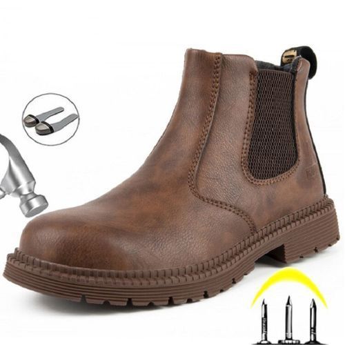 Winter Boots Leather Shoes Men Work Safety Shoes
