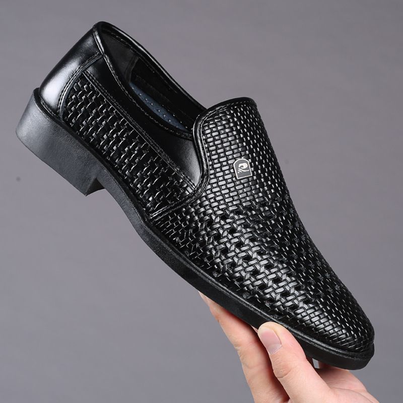 Men's New Fashion Breathable Leather Shoes -black