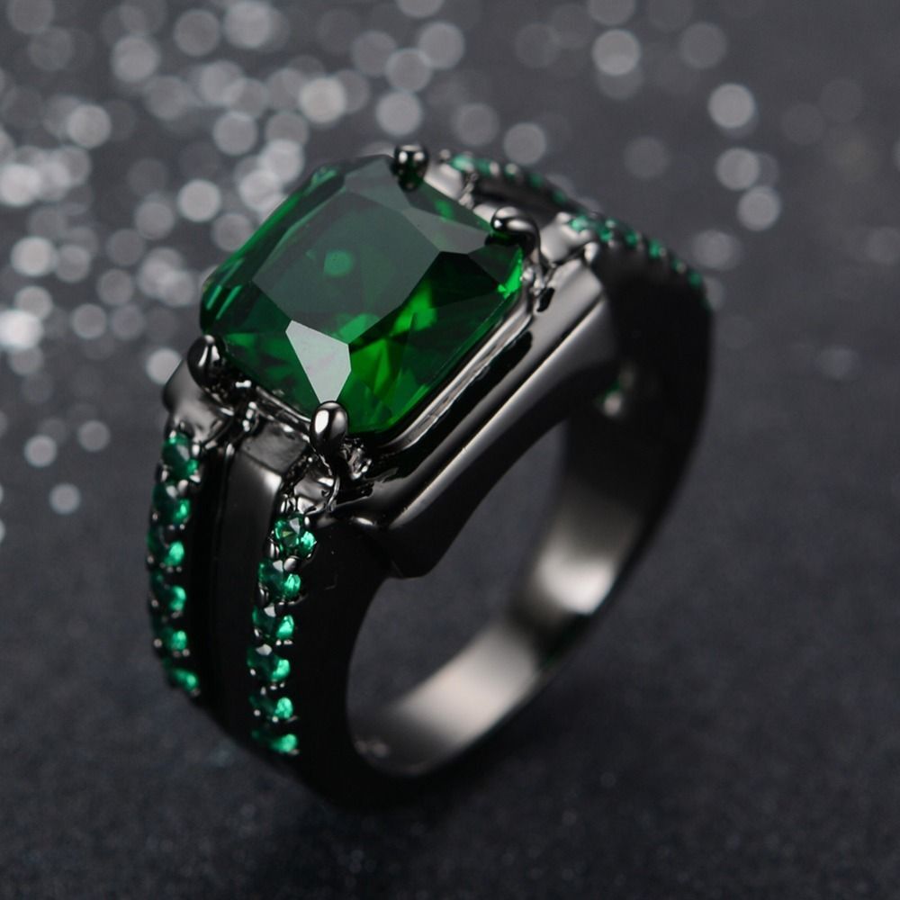Delicate Male Diamond Emerald Ring