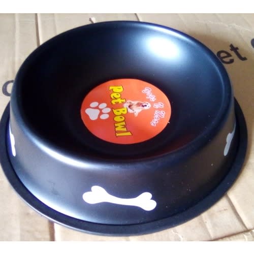 Bone Shaped Design Pet Feeding Bowl - Black