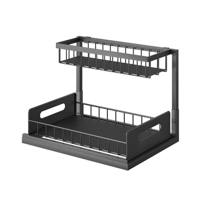 Slide Out Under Sink Organizer 2-Tier Cabinet Storage Rack