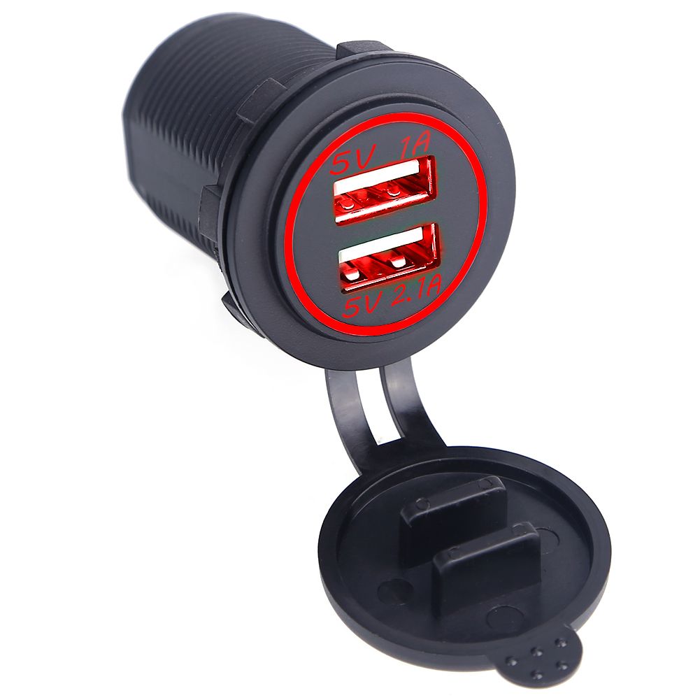 Waterproof  Dual USB Charger 2 Port Power Socket 5V 2.1A/1A High Quality Universal Car Charger USB Vehicle DC12V-32V