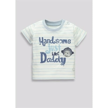 Boys Striped Slogan Tshirt - White