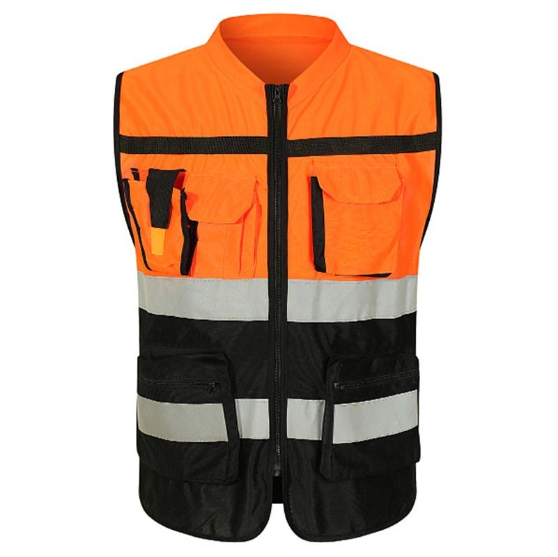 High Visibility Reflective Safety Vest Safety Clothing Cycling Vest Work Reflective Vest Multi Pockets Workwear Safety Men Women Yellow