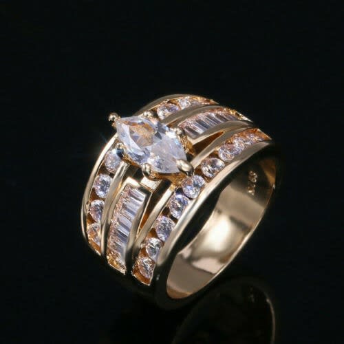 Inlaid Zircon Engagement Ring Sz 10