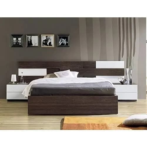 Bed Frame With Bed Side - 6ft X 6ft - Brown