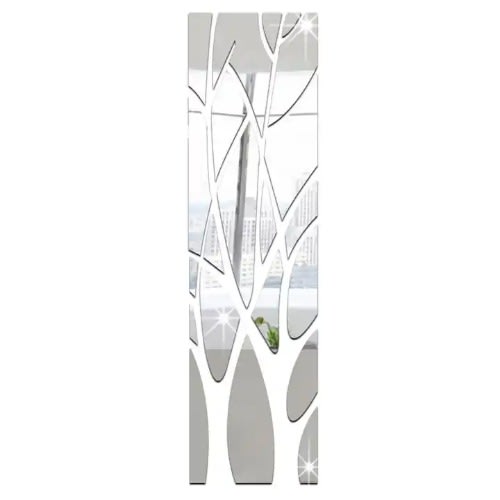 Mirror Wall Sticker Tree Acrylic Decal - 3D Silver - 135x37cm