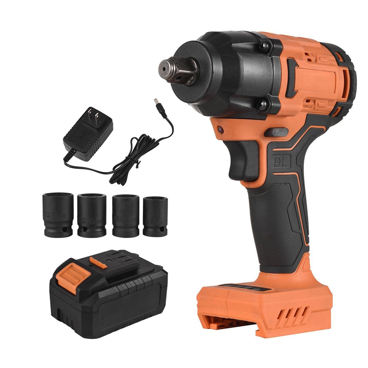 20V Cordless Brushless Impact Wrench with 1/2in Chuck Variable Speed 420N.m Torque Handheld Power Wrench with 4 Sockets 3.0Ah Lithium Battery Fast Charger for Removing Nuts Bolts Auto Repair