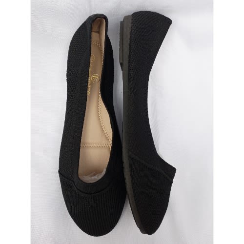 Ladies Socks Flat Office Shoe - Black
