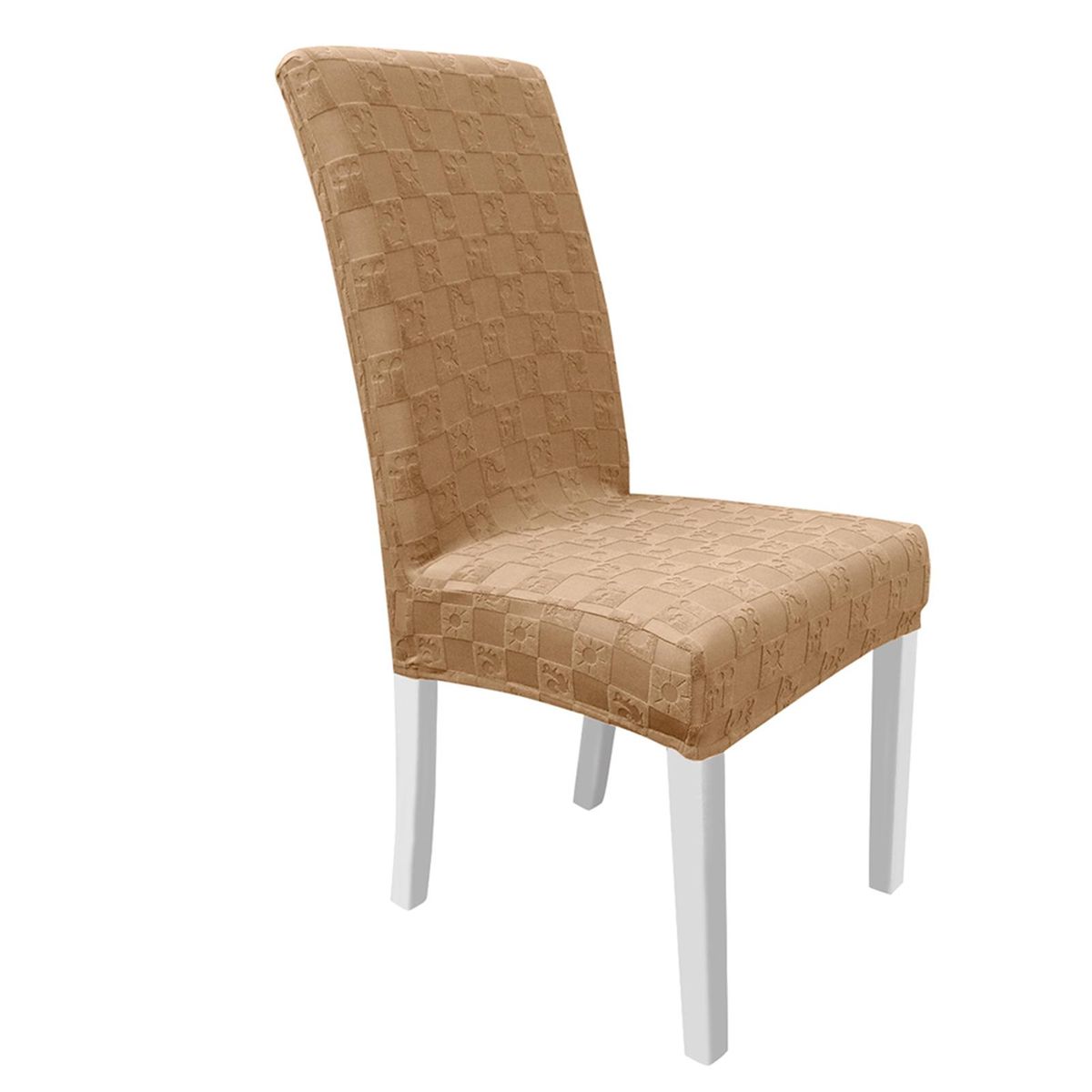 Dining Chair Slipcover, High Stretch Removable Chair Cover Washable Chair Seat Protector Cover, Jacquard Pattern, Chair Cover Slipcover for Home Party Hotel Wedding Ceremony, Camel
