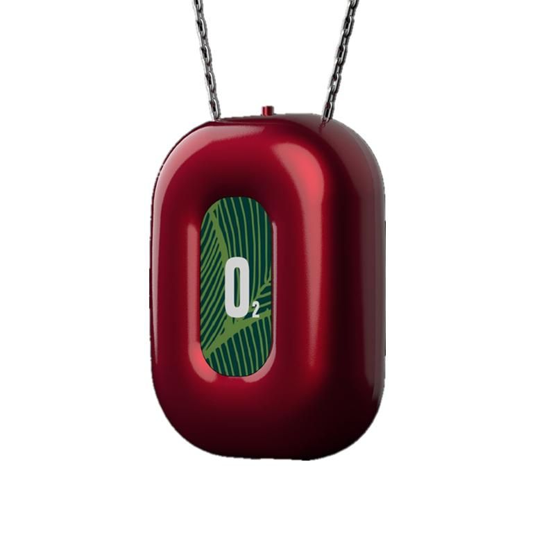 Personal Wearable Air Purifier Necklace Mini Portable Air Freshner Ionizer Negative Ion Generator for Travel Red