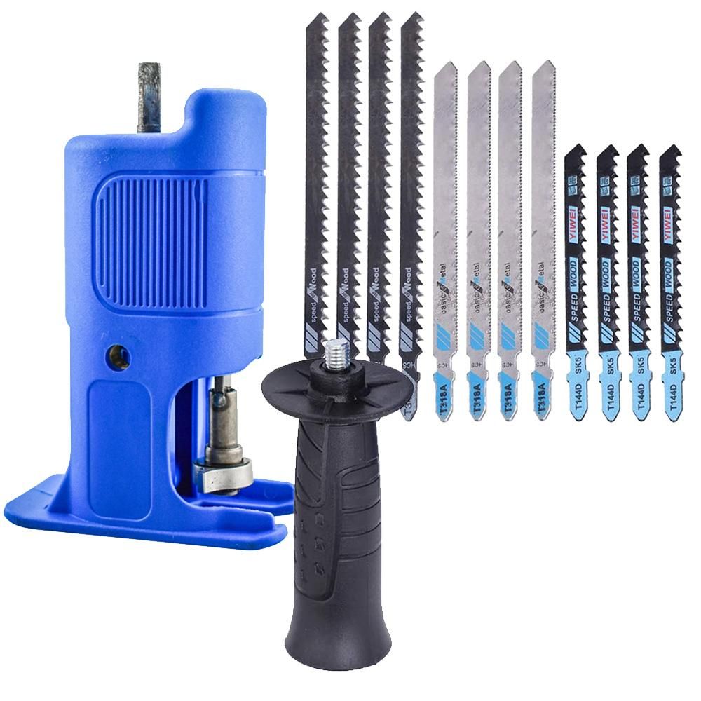 Reciprocating Saw Adapter Electric Drill Modified Saw Attachment Electric Drill to Reciprocating Saw Converter with Saw Blade Replacement Cutting Tool for Wood / PVC / Metal