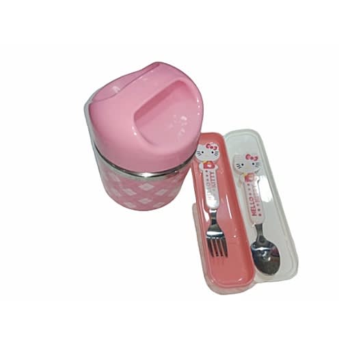 Girls Food Flask Spoon + Fork And Case Set