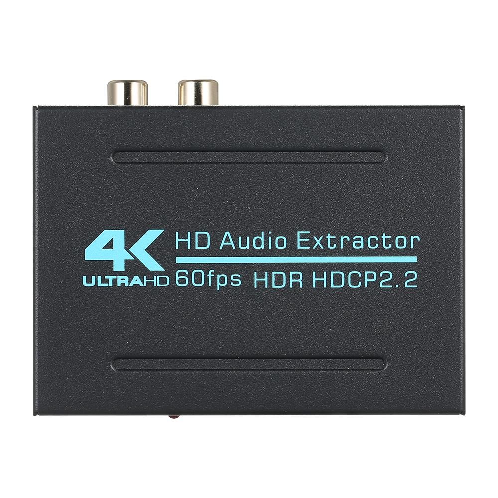 HD2.0 Audio Extractor Maximum Support 4K Input Resolution HD+Optical Fiber+RCA Output Interfaces Lossless Audio Signal Black