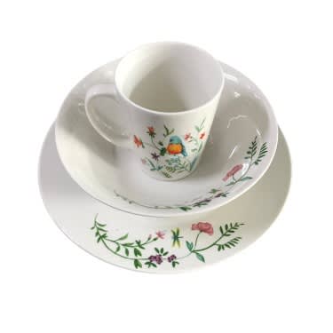 Floral Bird Ceramic Dinnerware Set -  12-piece