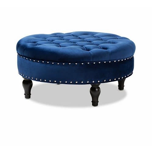 Round Ottoman-Blue