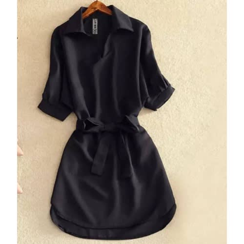 Long Belt Blouse- Black
