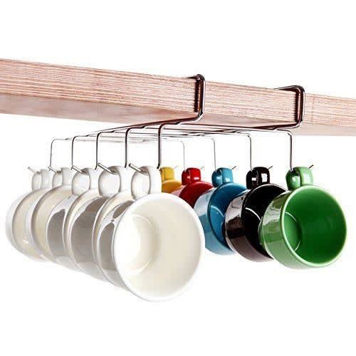 Multipurpose Under cabinet Mug Holder & Utensils Organizer - 10 Hooks