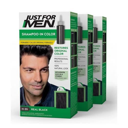 Shampoo-in Hair Color - Real Black - H-55 Dye - 3 Pack