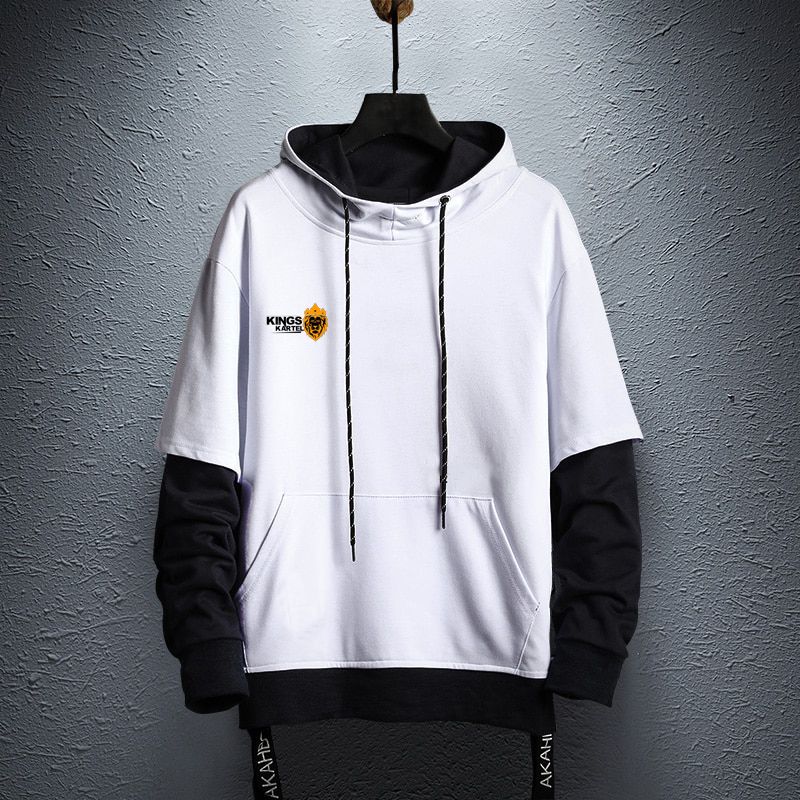 Kings Kartel Stylish Black And White Overhead Hoodie