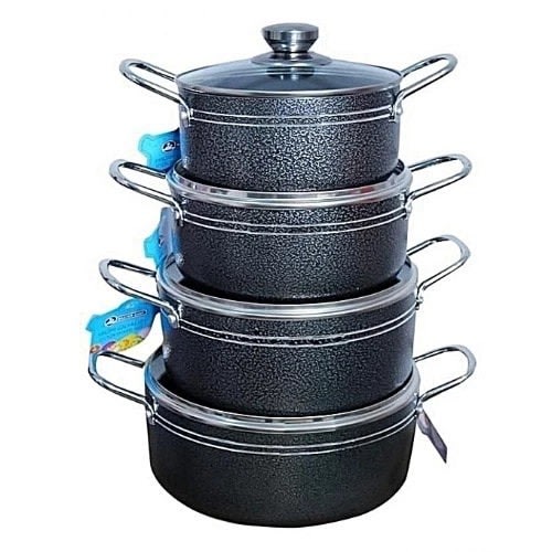 4 Non-stick Aluminium Cooking Pots - 16,18,20,22cm