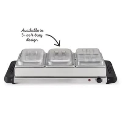 Buffet Server Hot Tray Food Warmer - 300W - 4 Compartments Stainless Steel