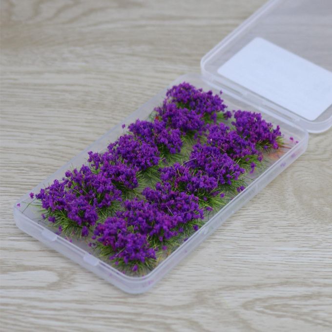 14Pieces Simulation Cluster Grass Sand Table Miniature Scene Purple