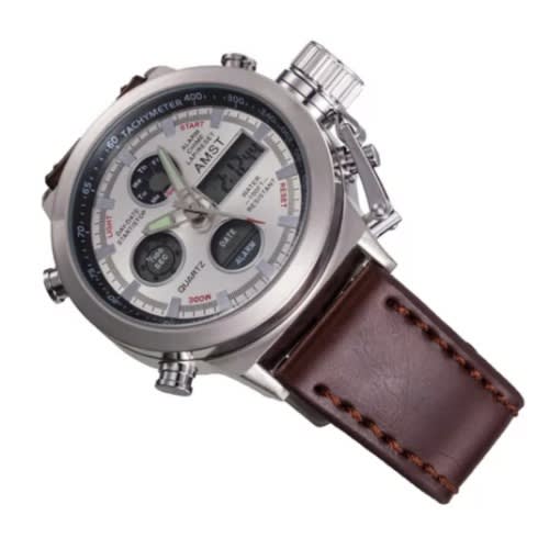Men's Leather Strap Watch - Brown