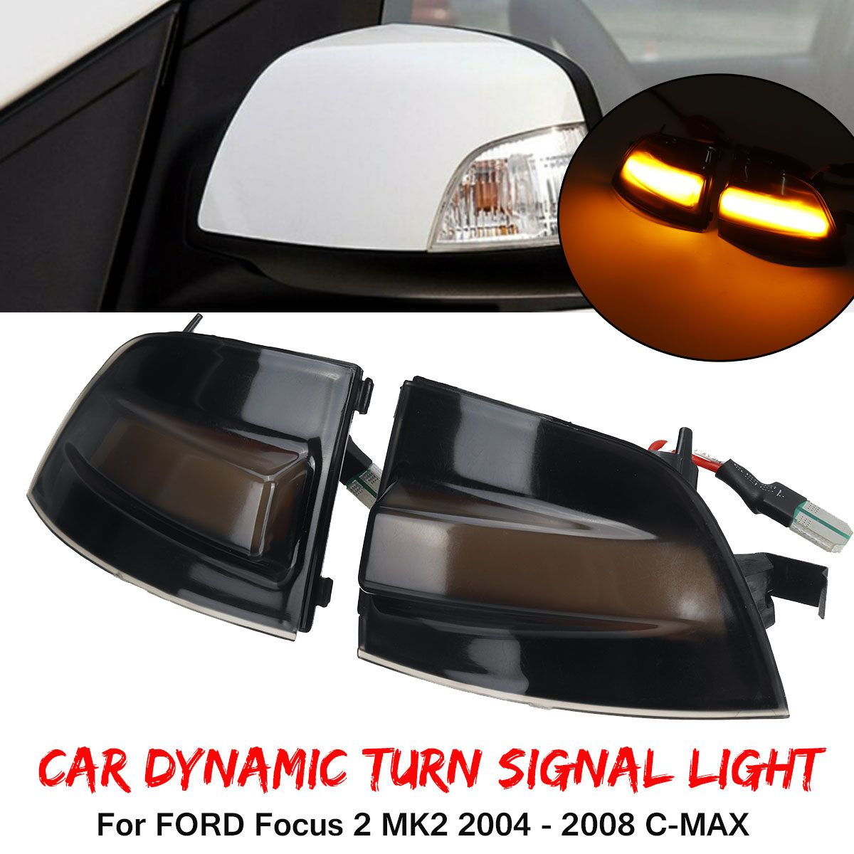 Dynamic Turn Signal Light Car Rear Mirror LED For Ford Focus 2 MK2 2004-08 -