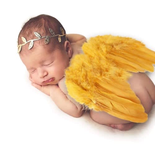 Gold Feathers Angel Wings Ornament + Headband - 2 In 1 Set