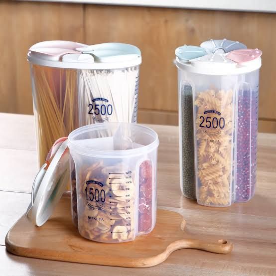 3pcs Kitchen Storage/Cereal Containers With Sections