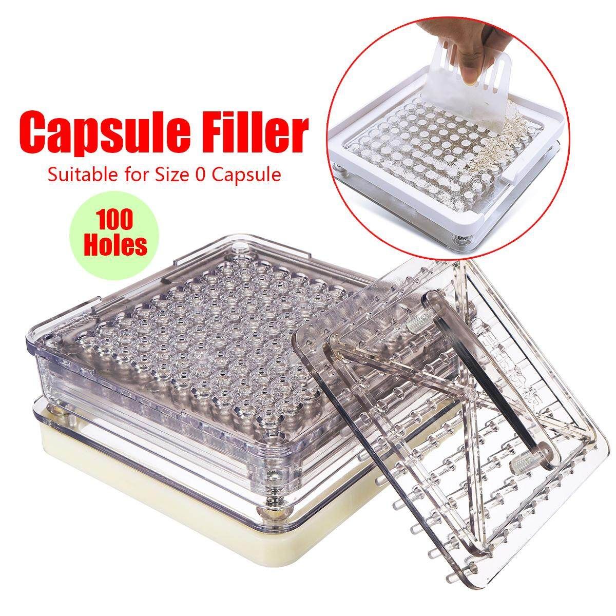 100 Holes Manual Capsule Filler Capsule Filling Machine Size 0 Food Grade 6 Pcs