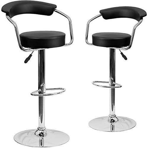 Adjustable 360&deg; Set Of 2 Bar Stool - Black