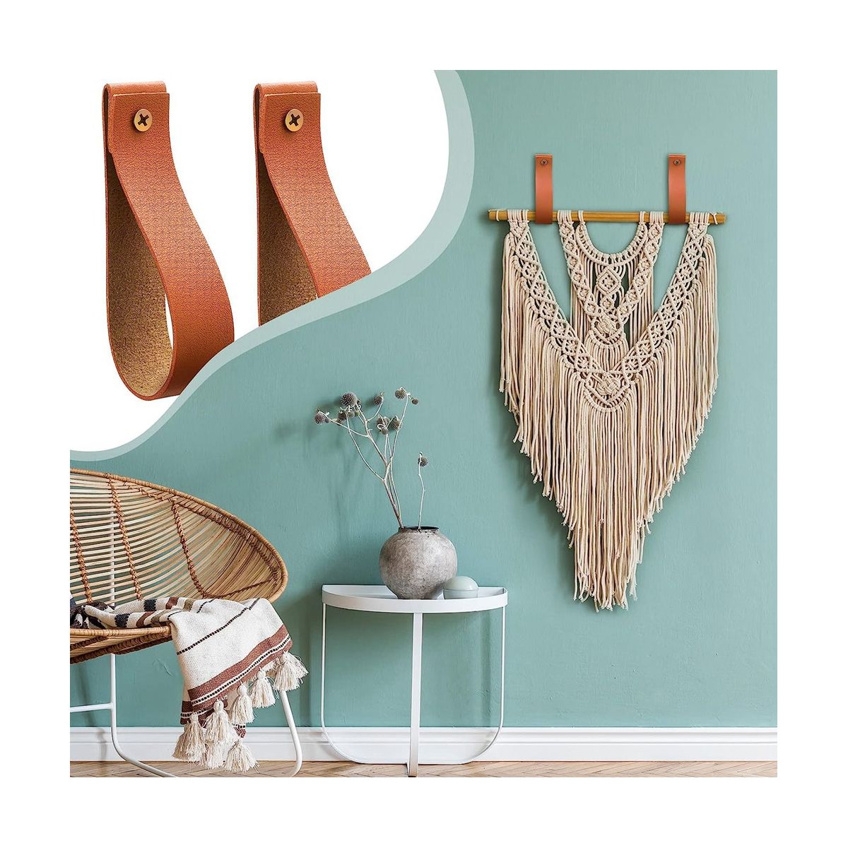 Curtain Rod Holder Bracket Loop Strap for Wood Curtain Rod Strap Wall Hooks for Hanging Towel Tapestry Canoe Paddle